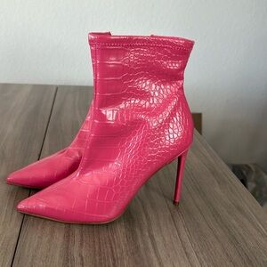 Steve Madden pink snake booties